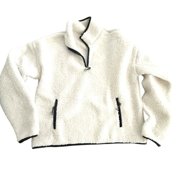 Brooks Brothers Teddy Pile Plush Fleece Half-Zip Pullover in White Women’s XL - Picture 13 of 15